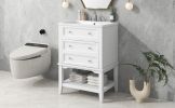 24" Bathroom Vanity With Sink, Bathroom Storage Cabinet with Drawer and Open Shelf, Solid Wood Frame