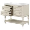 36" Bathroom Vanity Cabinet with Sink Combo Set, Undermount Resin Sink, Free Standing Vanity Set with 4 Drawers, Solid Wood Frame Bathroom Cabinet, Be