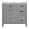 36' Bathroom Vanity with Sink Combo;  White Bathroom Cabinet with Drawers;  Solid Frame and MDF Board