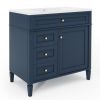 36'' Bathroom Vanity with Top Sink, Modern Bathroom Storage Cabinet with 2 Drawers and a Tip-out Drawer, Single Sink Bathroom Vanity