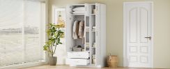3-Door Mirror Wardrobe with 2 Drawers and Top Cabinet