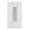 3-Door Mirror Wardrobe with 2 Drawers and Top Cabinet