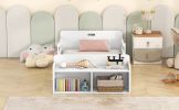 Twin Size Floor Bed with Storage Footboard and Guardrail